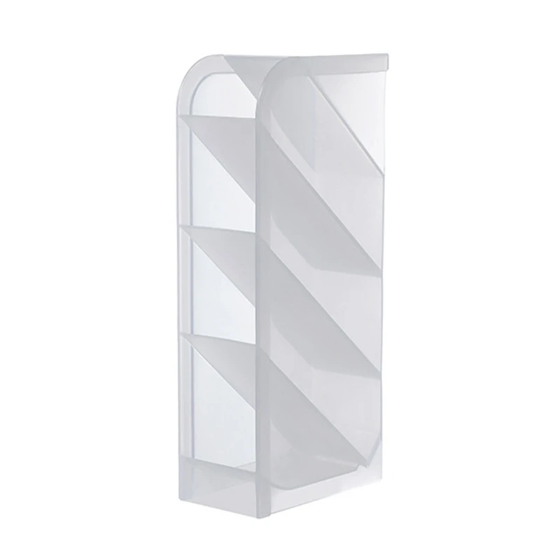 F3MA Creative 4-grid Transparent Matte Pen Cup Oblique Put-in Desktop Inclined Colored Pencil Display Holder Ideal for Home