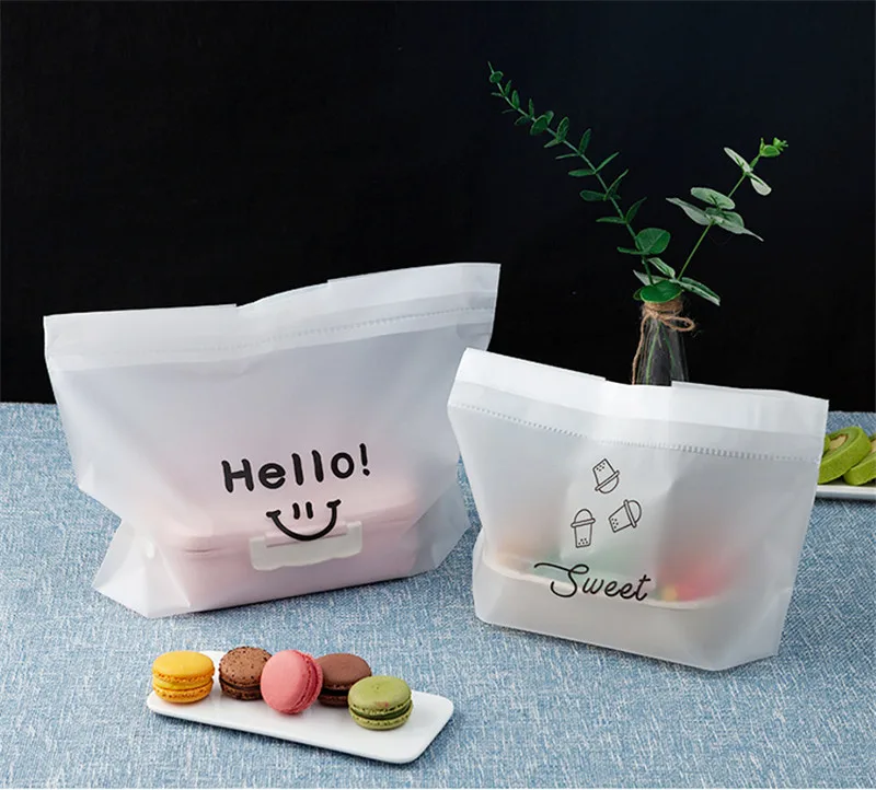 50 Stück transparente Kunststoffbeutel mit Kordelzug zum Mitnehmen, Lebensmittelverpackung, Salat, Kuchen, Aufbewahrung mit Griff – Detail 3