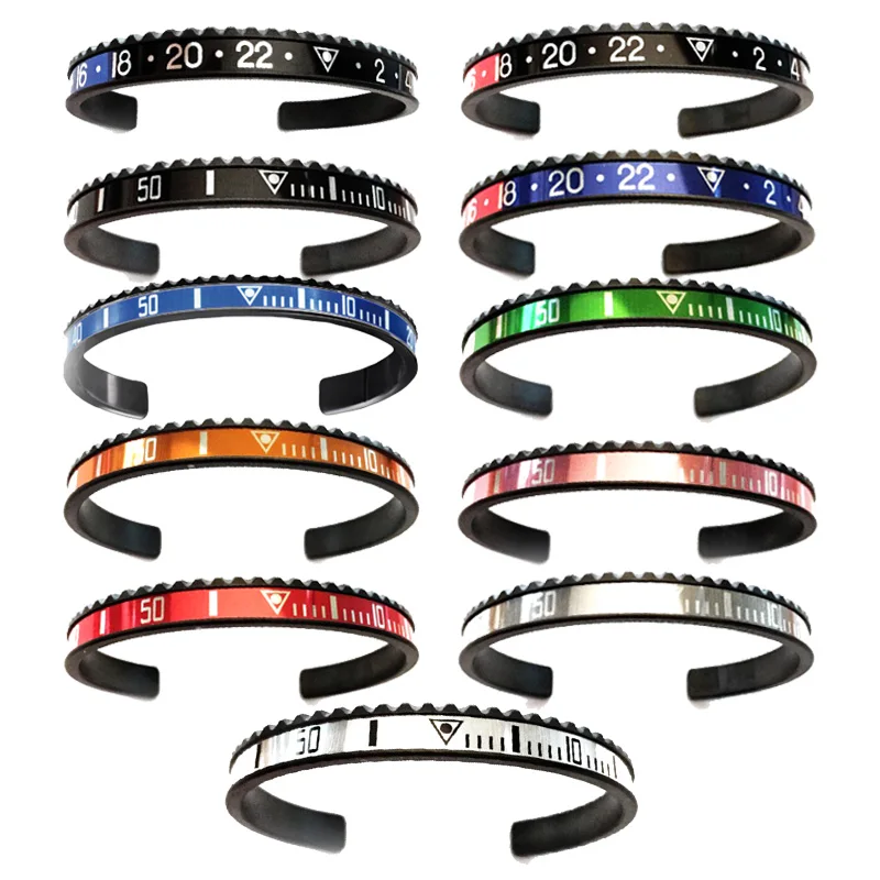 stainless steel 11 colors cuff bracelet bangle in black color ST04