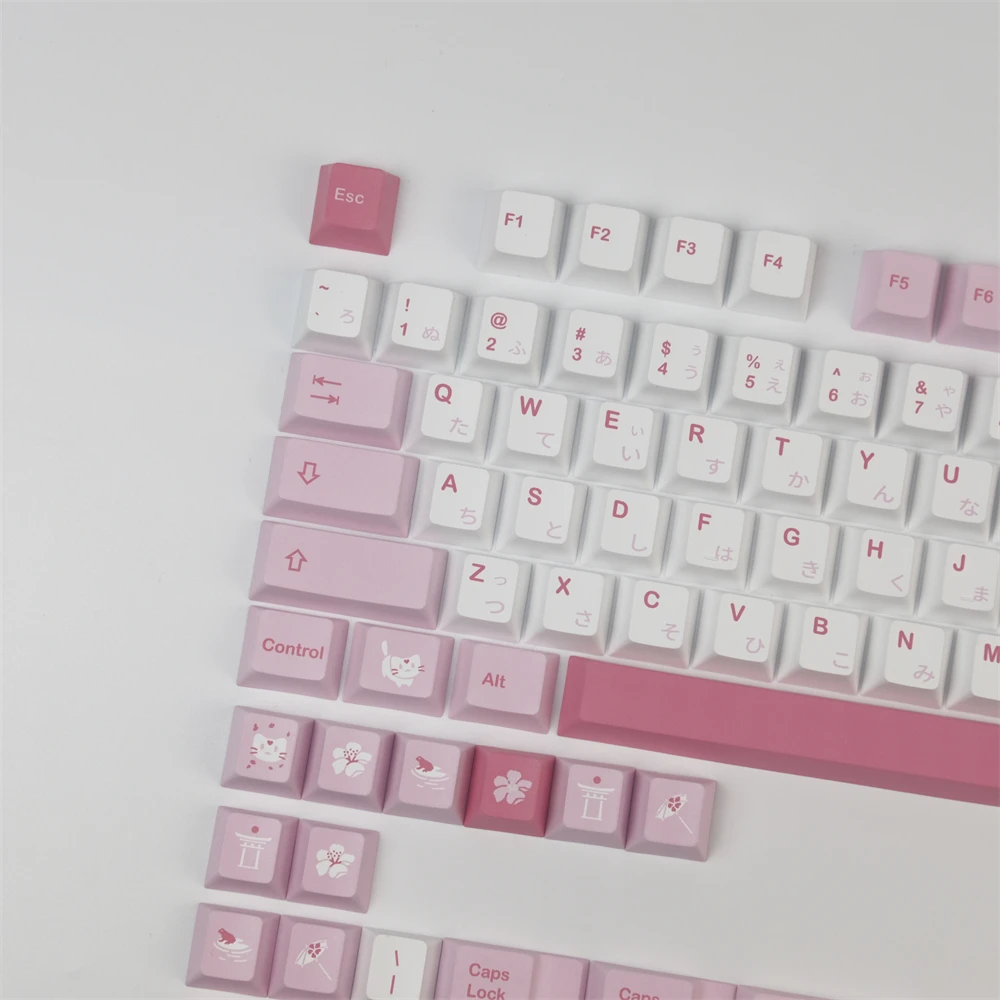 GMK Sakura Cat Keycaps 140 Keys Cherry Profile DYE-Sublimation GMK Keycaps For Mechanical Keyboard Ansi 60% 80% 100% Layout