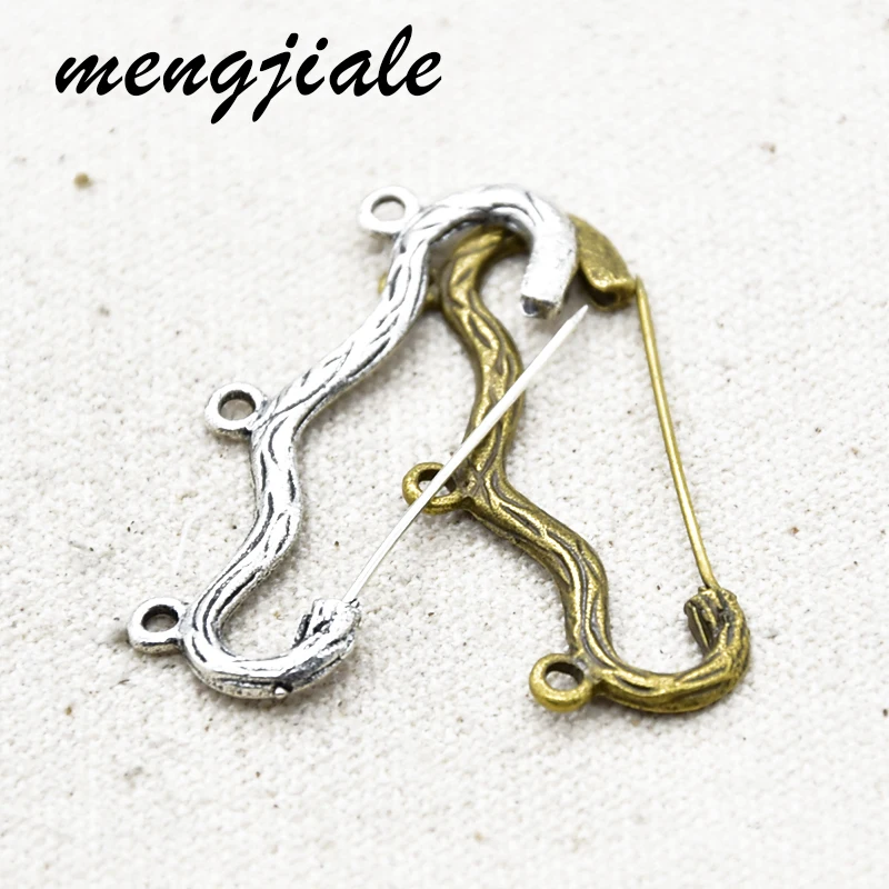 15pcs Two color alloy metal Bow shape charms Connector pin Pendants for Jewelry accessories making 45*17mm