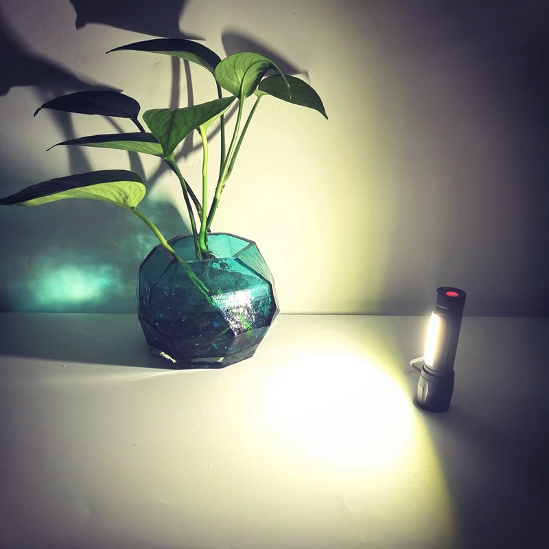 Mini USB Rechargeable LED tactical Flashlight 2 beams COB Portable Lantern Zoom function with Lithum Battery for camping fishing