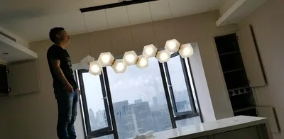 LED Postmodern White Glass Stone Pendant Light Dinning