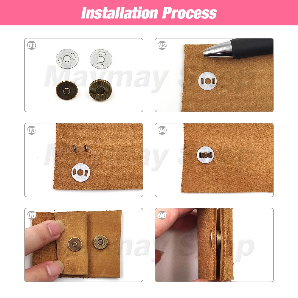 10sets/lot 10mm-18mm Magnetic Buttons Bags Magnet Automatic Adsorption Buckle Wallet Buttons Metal Thin Buttons Snaps With Tool