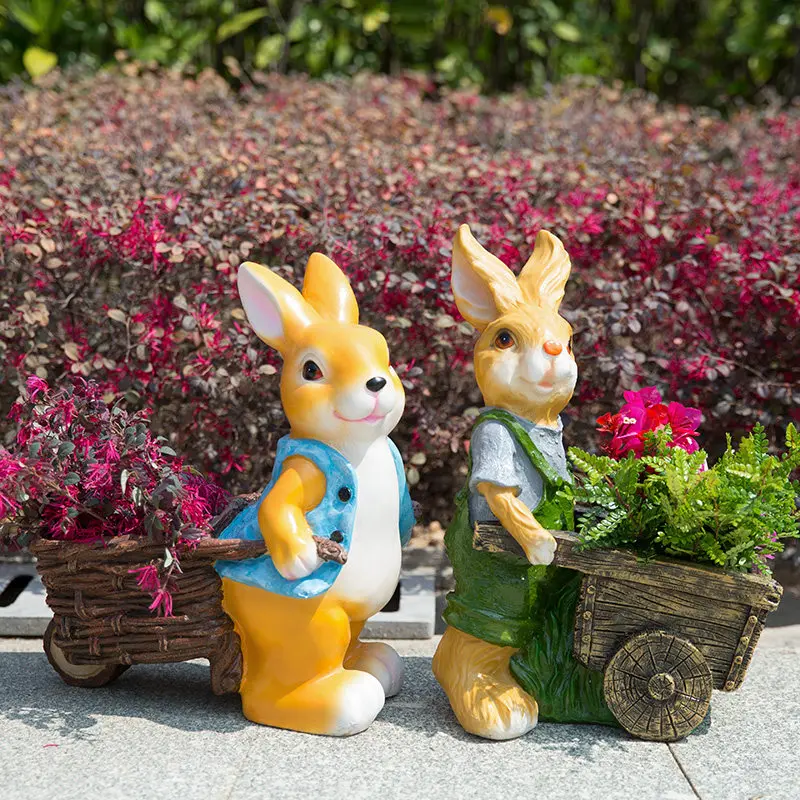 

Outdoor Gardening Decorative Animal Flower Pot Ornaments Resin Cartoon Rabbit Decoration Courtyard Park Sculpture Crafts Artwork