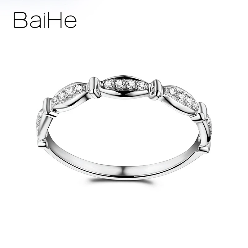 BAIHE Genuine Sterling Silver 925 H/SI Natural Diamonds Ring Wedding Band Trendy Fine Jewely Match Ring Women Man Anillo Звенеть