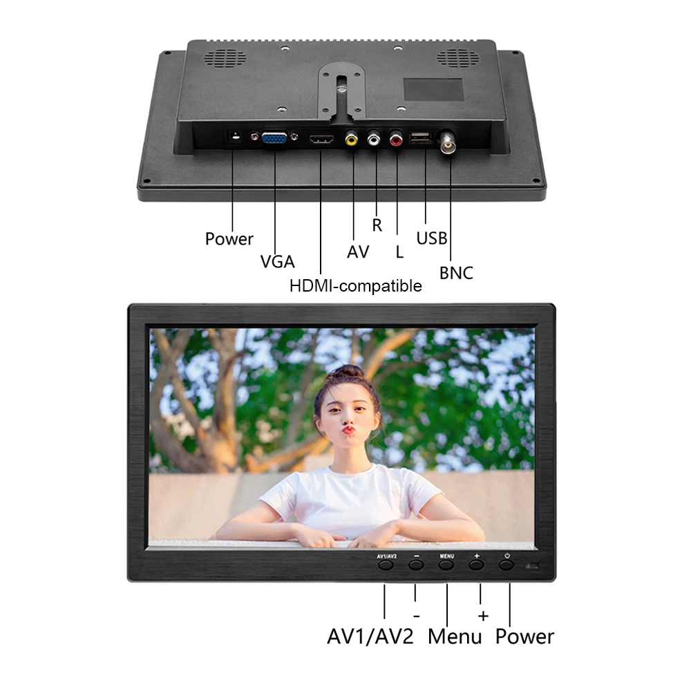 Podofo 10.1” Monitor for TV & Computer Display LCD Color Screen for Car Backup Camera & Home Security System car Monitor