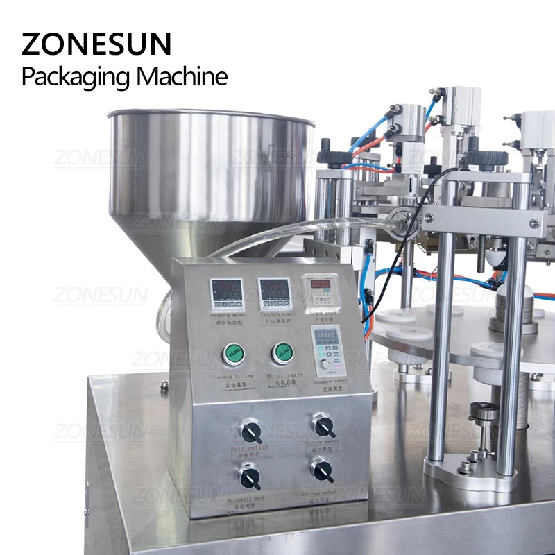 ZONESUN-máquina ultrasónica automática para rellenar pasta de crema, tubo de pasta de dientes, sellado automático, 10 agujeros