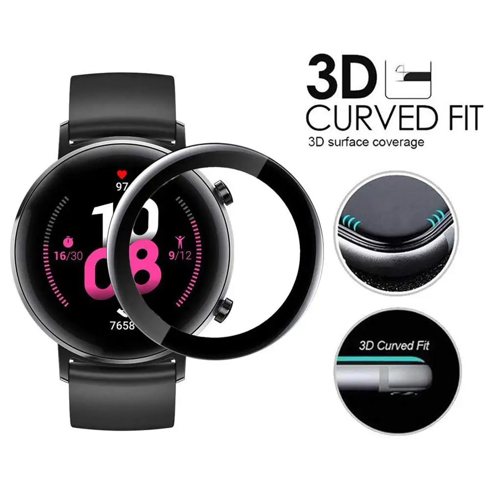 

Мягкое стекло для ремешка hauwei watch gt 2 42 мм, прозрачная полноэкранная Защитная пленка для huawei watch gt 2, аксессуары для ремешка, волоконная пленка 42 мм