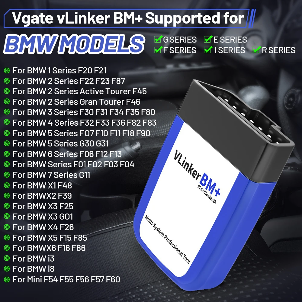 Vgate vLinker BM ELM327 V2.2 OBD2 Scanner Bluetooth-Compatible 4.0 Car Diagnostic Auto Tool Bimmercode PK ELM 327 For BMW