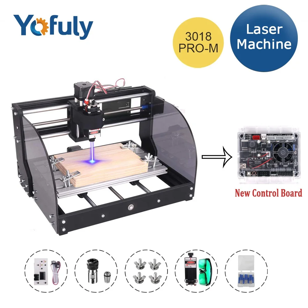 Yofuly CNC 20W Laser Engraver GRBL 200W Spindle Milling Engraving Machine Wood Router Upgrade 3018 pro Laser Engraving Machine