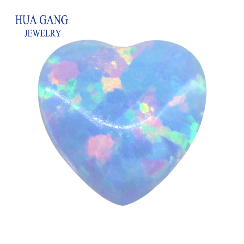 

#6B Heart Shape Synthetic Opal Loose Stones Base Cabochon Created Opal Beads Semi-Precious Stones For Jewelry Making 3mm-15mm