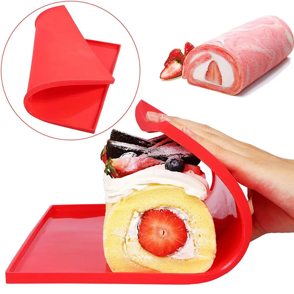 Non Stick Swiss Roll Cake Mat Liners Dough Pastry Pad Flexible Baking Sheet Tray Jelly Roll Pan Silicone Cookies Mold Bakeware