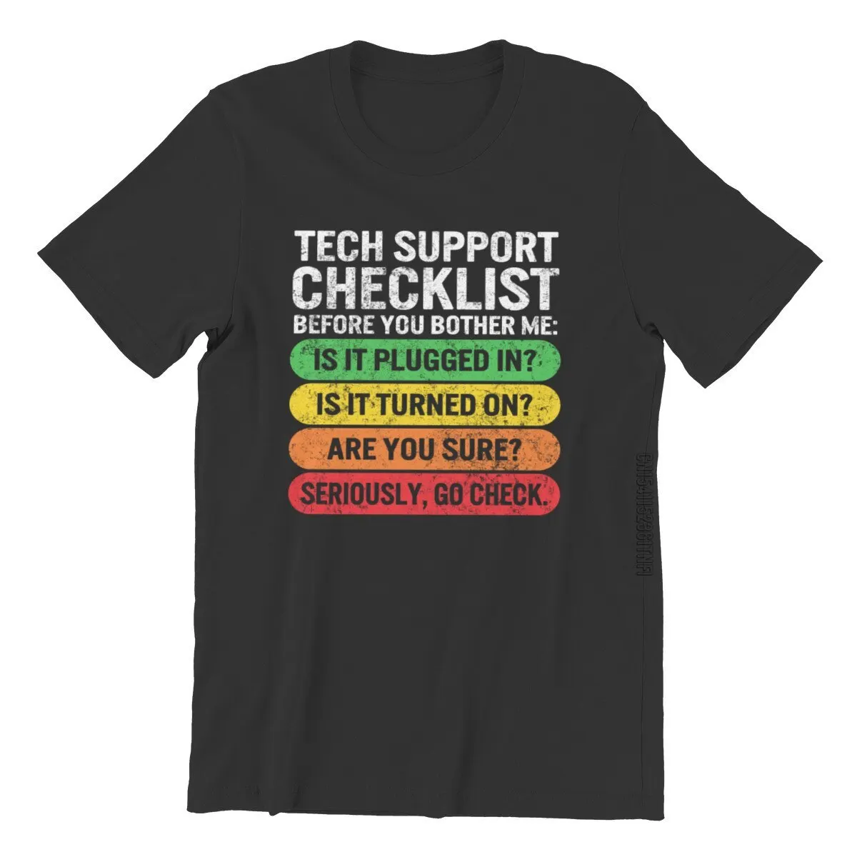 Funny Sysadmin Shirt, Tech Support Checklist Unisex Vintage Sport T-Shirt Punk Anime Family Tops Tees Oversized 3d Print Cotton