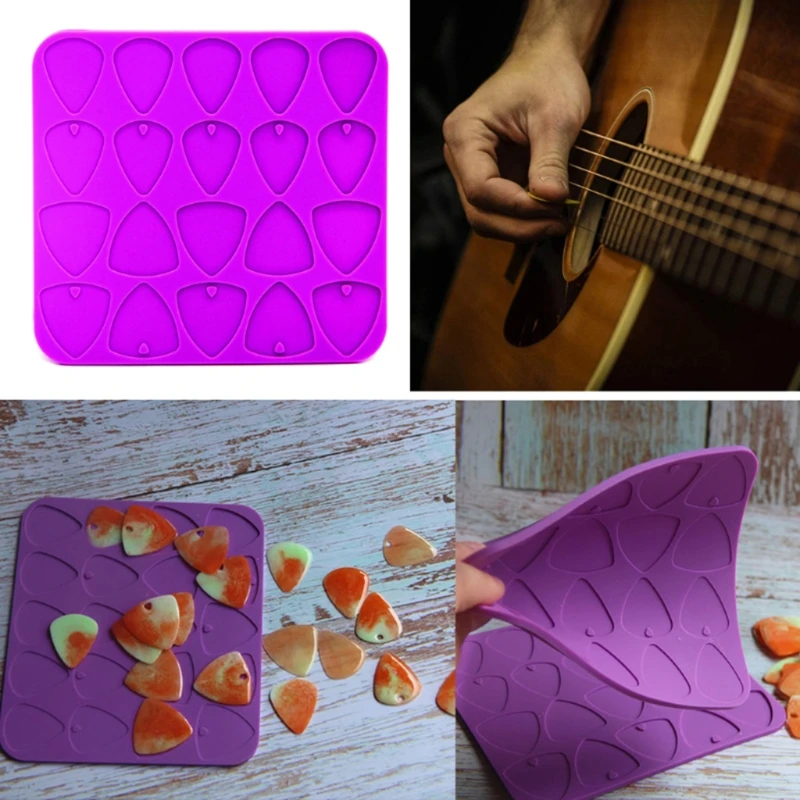 A0NF 2 Pcs/Set Universal Guitar Picks Epoxy Resin Molds Guitar Plectrums Silicone Mould DIY Crafts Guitar Thumb Finger Picks