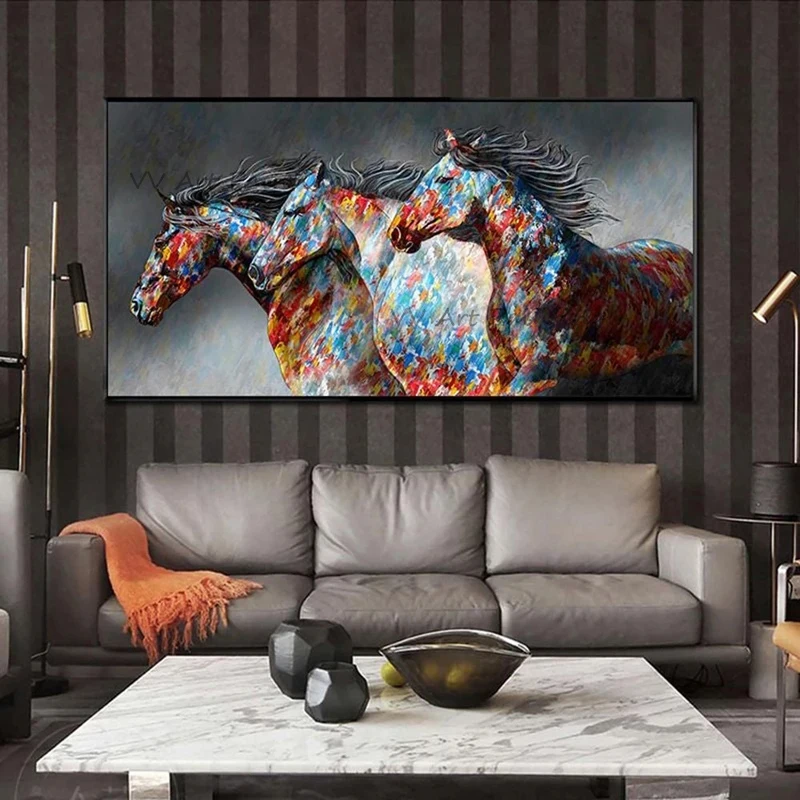 

The Animal Mural Picture Handmade Abstract Horse Oil Painting Canvas Picture Color Artwork Knife Art For Living Room Decoration