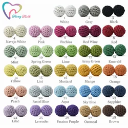 Teeny Teeth 50 PCS 20 MM Crochet Round Wooden Beads Crochet Decoration Inside Wooden Available 26 Colors Teething Crochet Beads