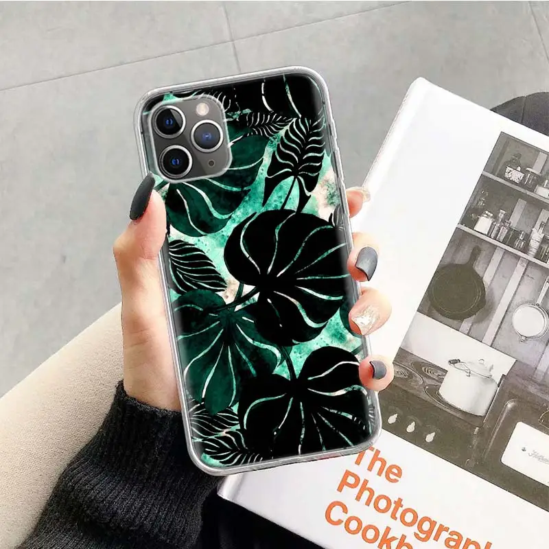 Tropical Floral Botanic Leaves Phone Case Cover For iPhone 14 13 Pro 11 15 Art 12 XR X XS Max 7 8 6S Plus SE Soft Pattern Coqu