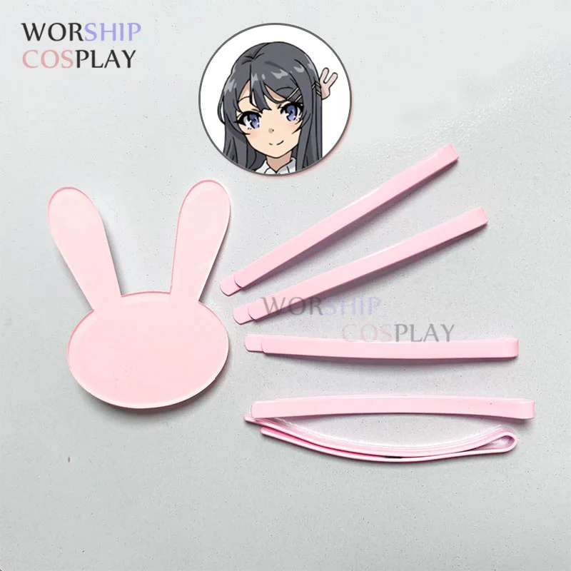 Lolita Girls Rabbit Sakurajima Mai Cosplay Headwear Pink Hair Clip Anime Seishun Buta Yarou Series Cosplay Accessories Hairpin