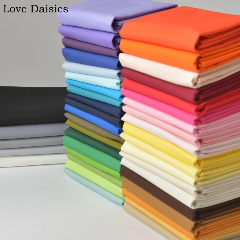 WHITE BLACK PINK GRAY YELLOW BLUE KHAKI Solid Color Poplin 100% Cotton Plain Fabric for DIY Summer Dress Shirt Blouse Top Quilt