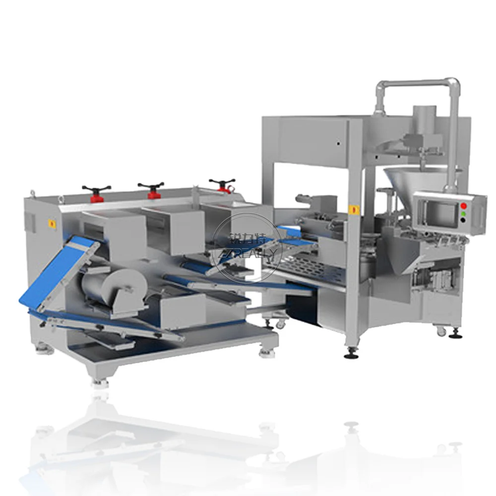 Máquina automática totalmente comercial da incrustação de três canais do bolinho manual da imitação que faz a máquina