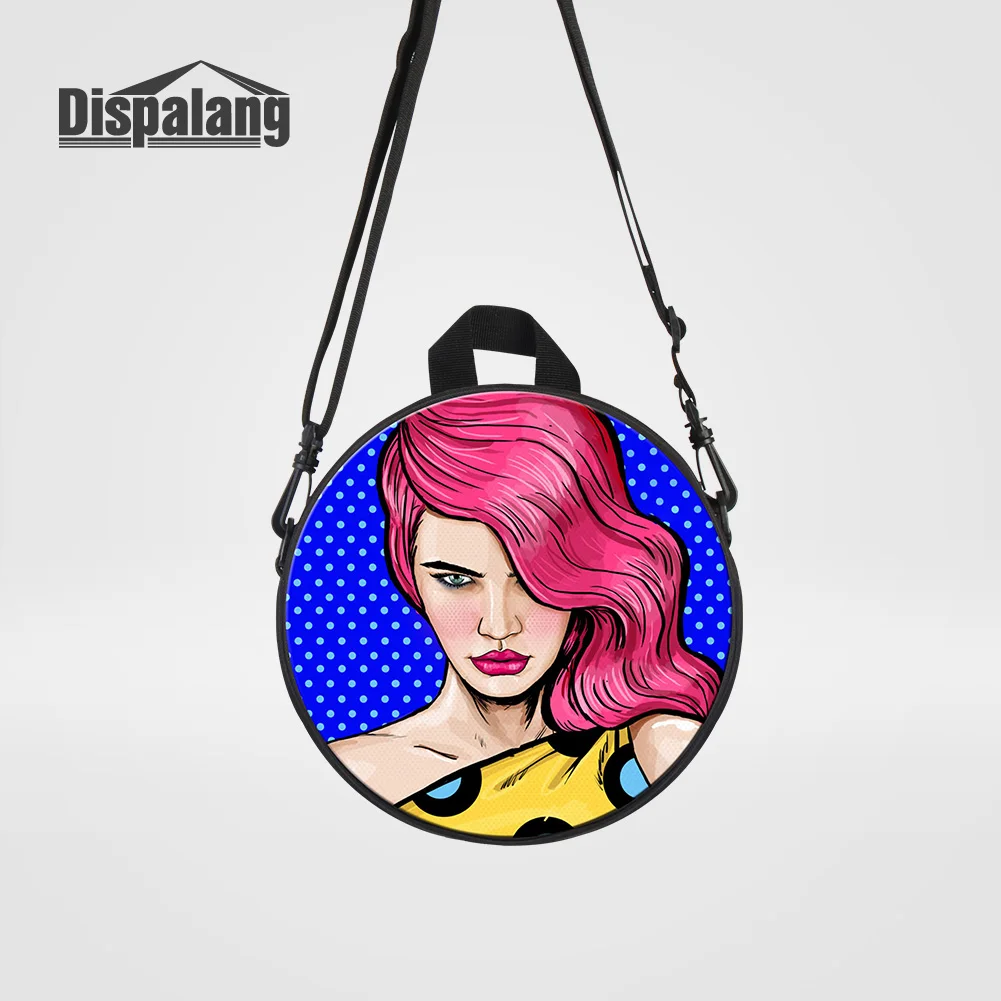 Kids Lovely Art Cartoon Round Messenger Bag Custom Logo Heat Press Transfer Sublimation Printing Crossbody Backpack For Girls