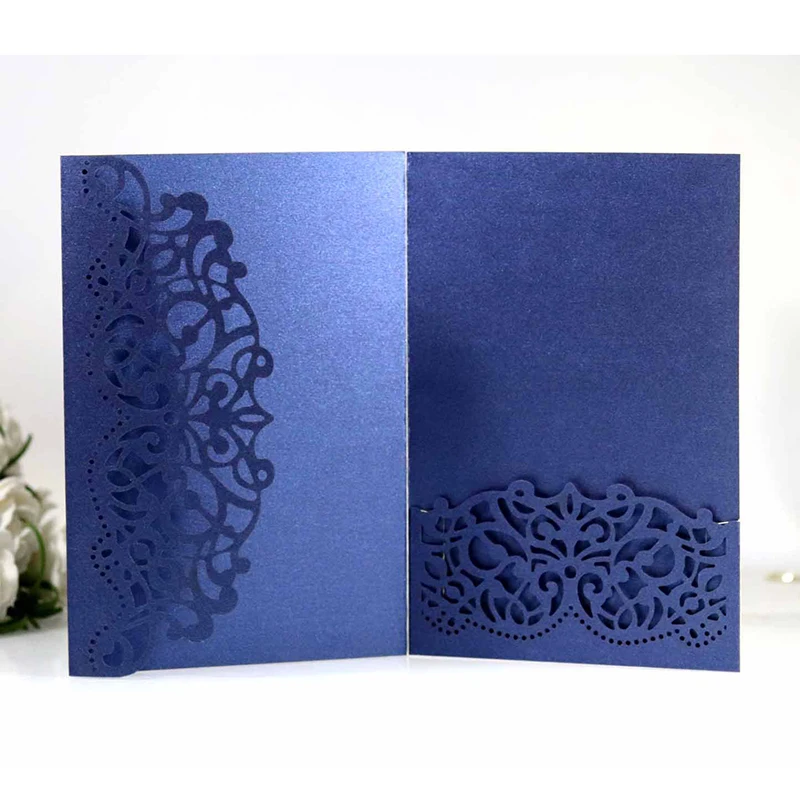 50pcs Hollow Laser Cut Wedding Invitation Card Greeting Card Customize With RSVP Card For Birthday Business Party Wedding Decor