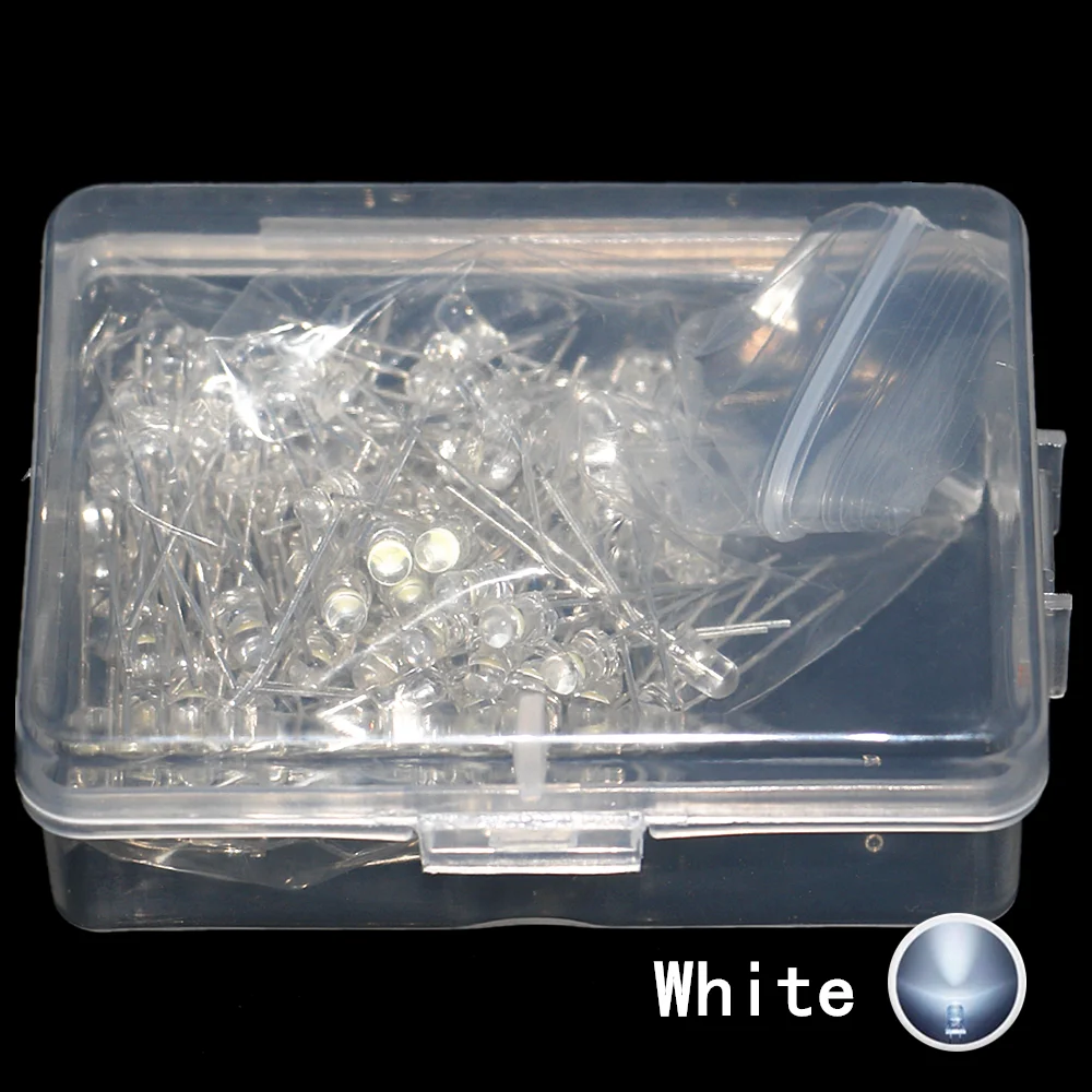100pcs 3mm LED Diode  Assorted Kit White Green Red Blue Yellow Orange Pink Purple Warm white DIY Light Emitting Diode