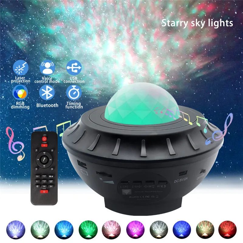 

New Original Bluetooth Music Light Bluetooth Starry Sky Projector Led Voice Control Light Laser USB Music Water Pattern Light