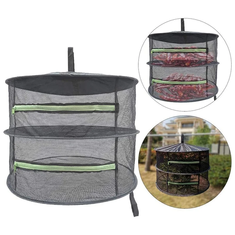Rejilla de secado de hierbas de 2 capas, rejilla de secado de alimentos, Red de secado plegable, red colgante para flores y semillas