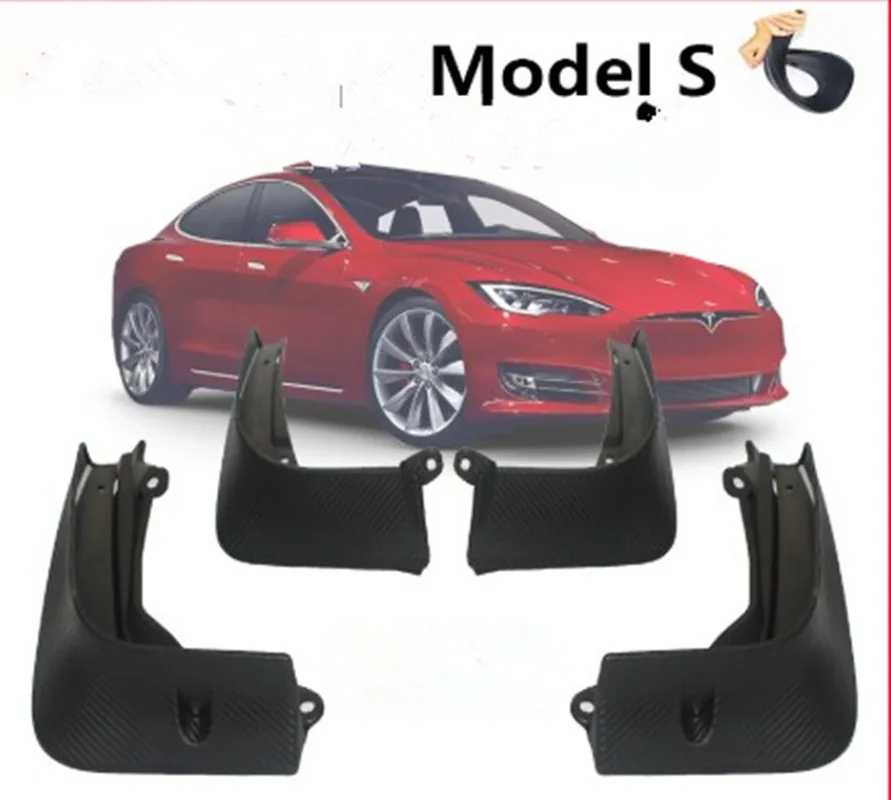 

4x Car Fender Mud Flaps Splash Guard MudGuards Auto Car Accessories Styling Fit for Tesla Model S 2012-2019 Carbon Fiber ABS