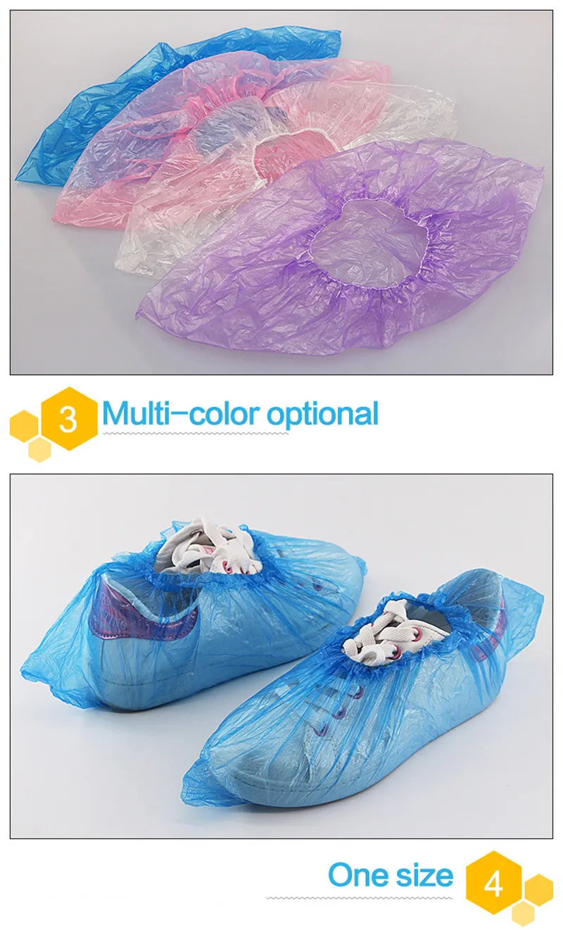 1 Packung/100 Stück Einweg-Regenschuhüberzüge für den Außenbereich, wasserdichte Stiefelüberzüge, dicke Kunststoff-Überschuhe, mehrfarbig, optional, rutschfest – Detail 4