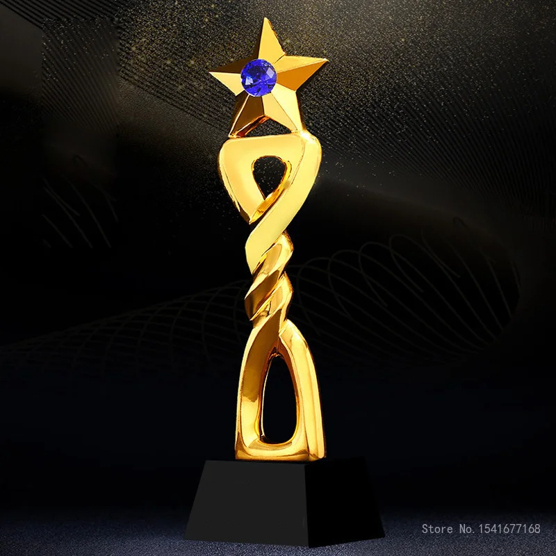 Customized Pentagram Diamond Trophy, Gold Cup Trophy, Champion Sports Winner, Educational Props, Reward Competition Prize Toy