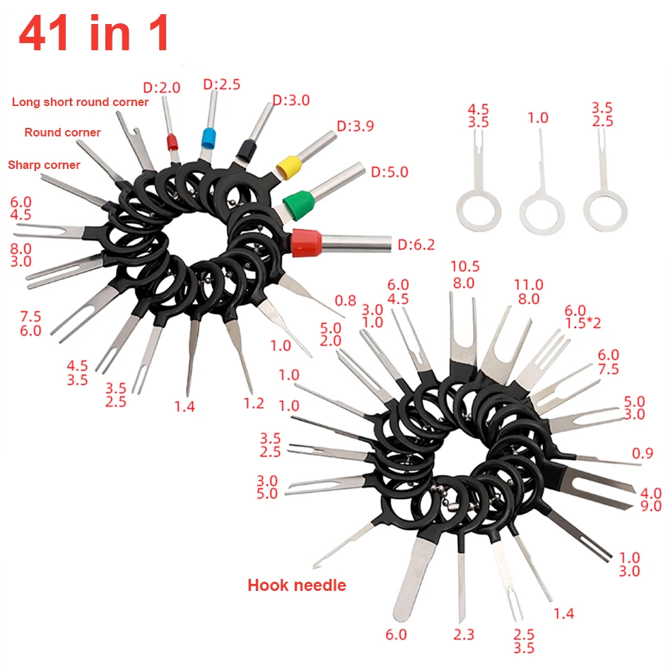 Car Terminal Removal Tools Kit Electrical Wiring Crimp Connector Pin Needle Extractor Kit Car Electrico Repair Hand Tools