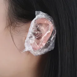 200/100pcs Disposable Waterproof Transparent Ear Cover Bath Shower Salon Ear Protector Household Hair Dyeing Earmuffs