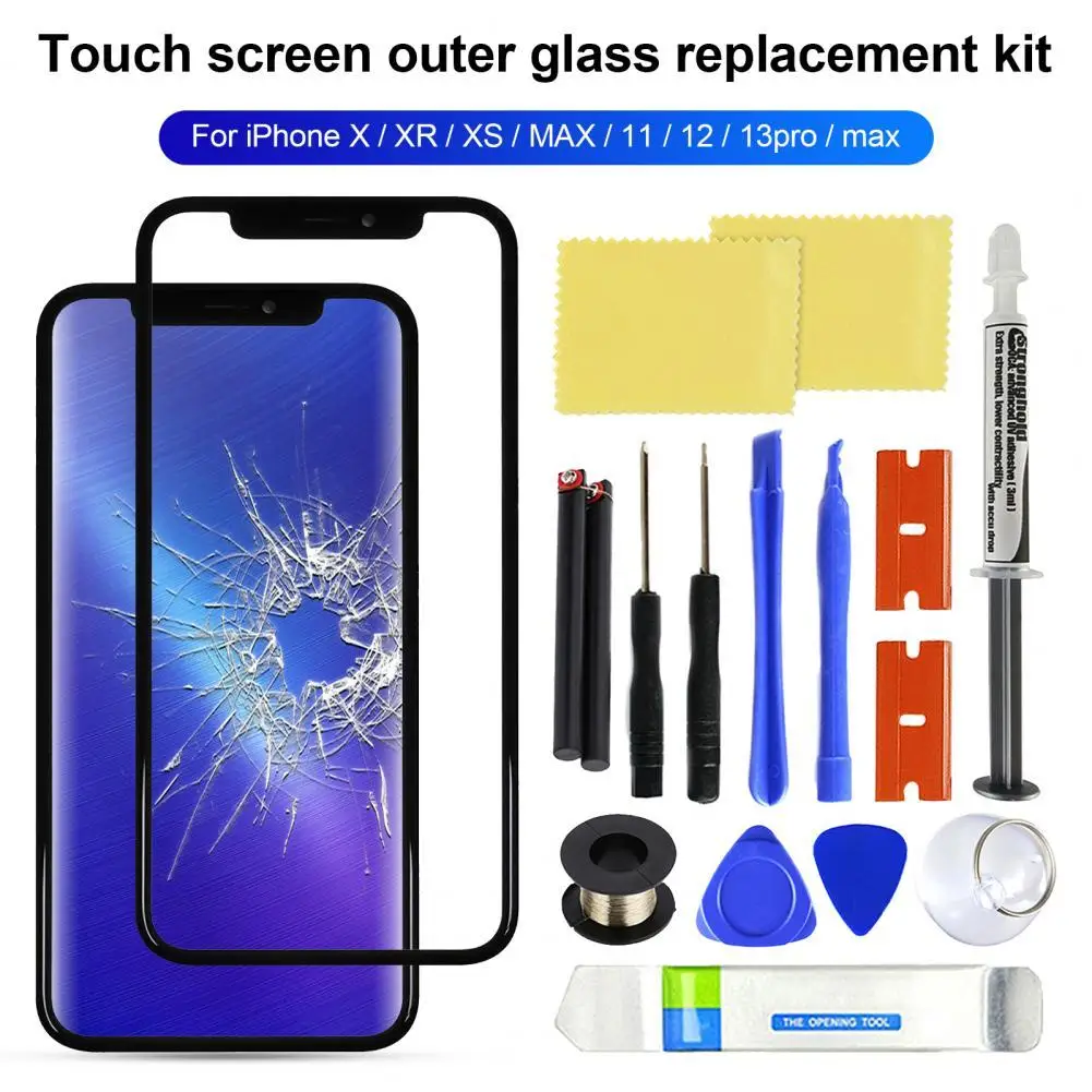 Tempered Glass Screen Professional Front Lens Screen Replacement LOCA Glue Tool for iPhone X/XR/XS/XS Max/11/12/13 Pro Max защитное стекло red line tempered glass для смартфона iphone 14 plus прозрачное ут000032386