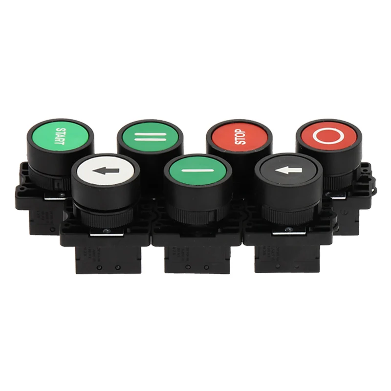 22mm Start Stop Button With The Arrow Symbol XB2 Flat Touch Switch Button Momentary Button Switch Plastic Red/Green Push Buttons