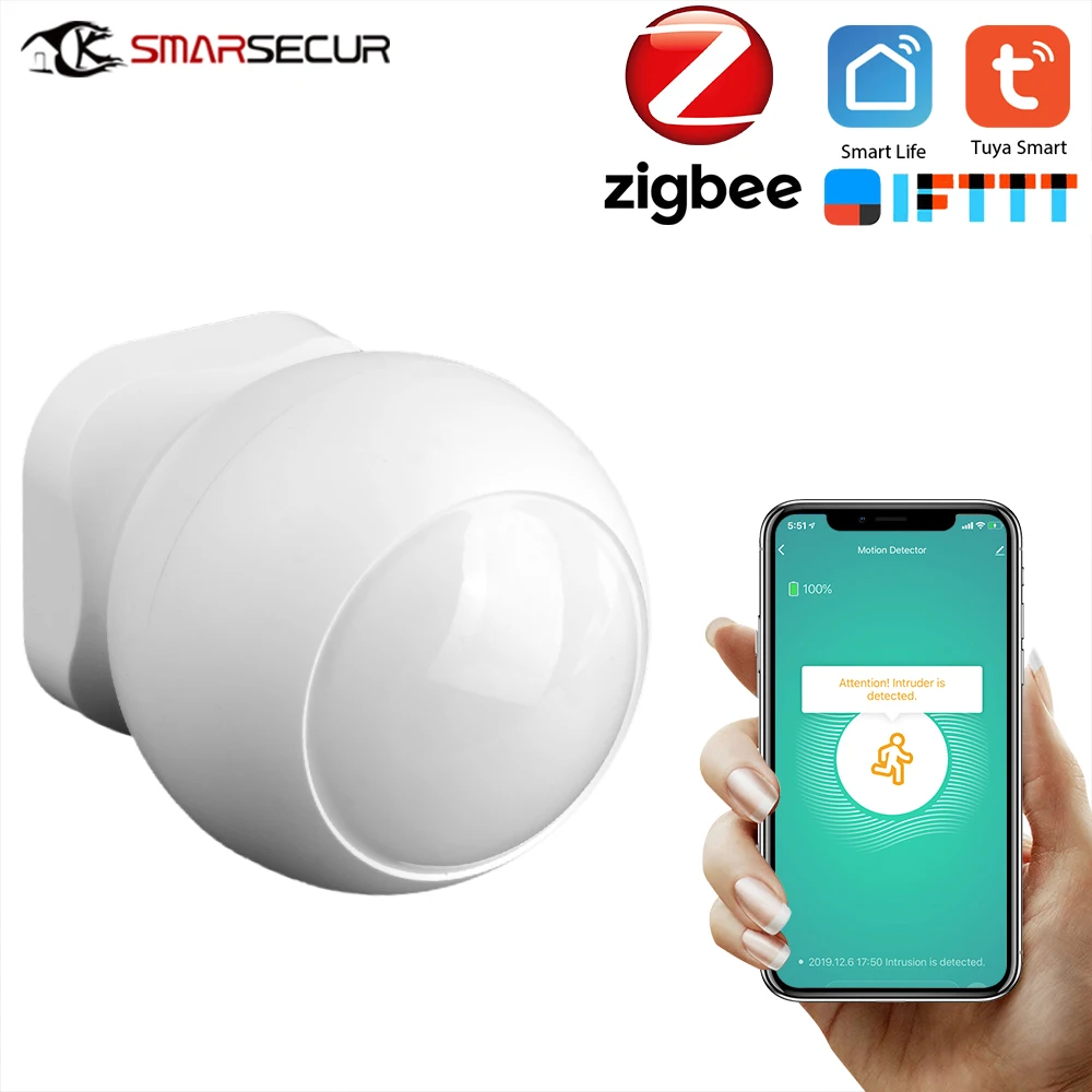 

Mini ZigBee PIR Motion Sensor Wireless Passive Infrared Detector Security Burglar Alarm Sensor Tuya/SmartLife APP Remote Control