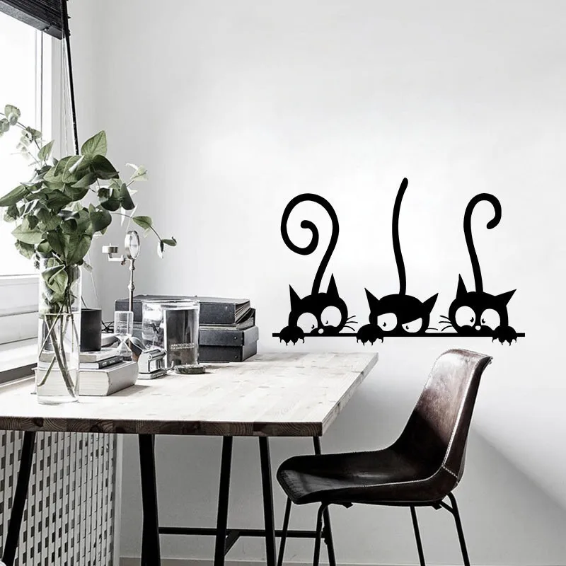 Removable Three Black Cat Wall Stickers Art Decal Mural Diy Kids Bedroom Decor