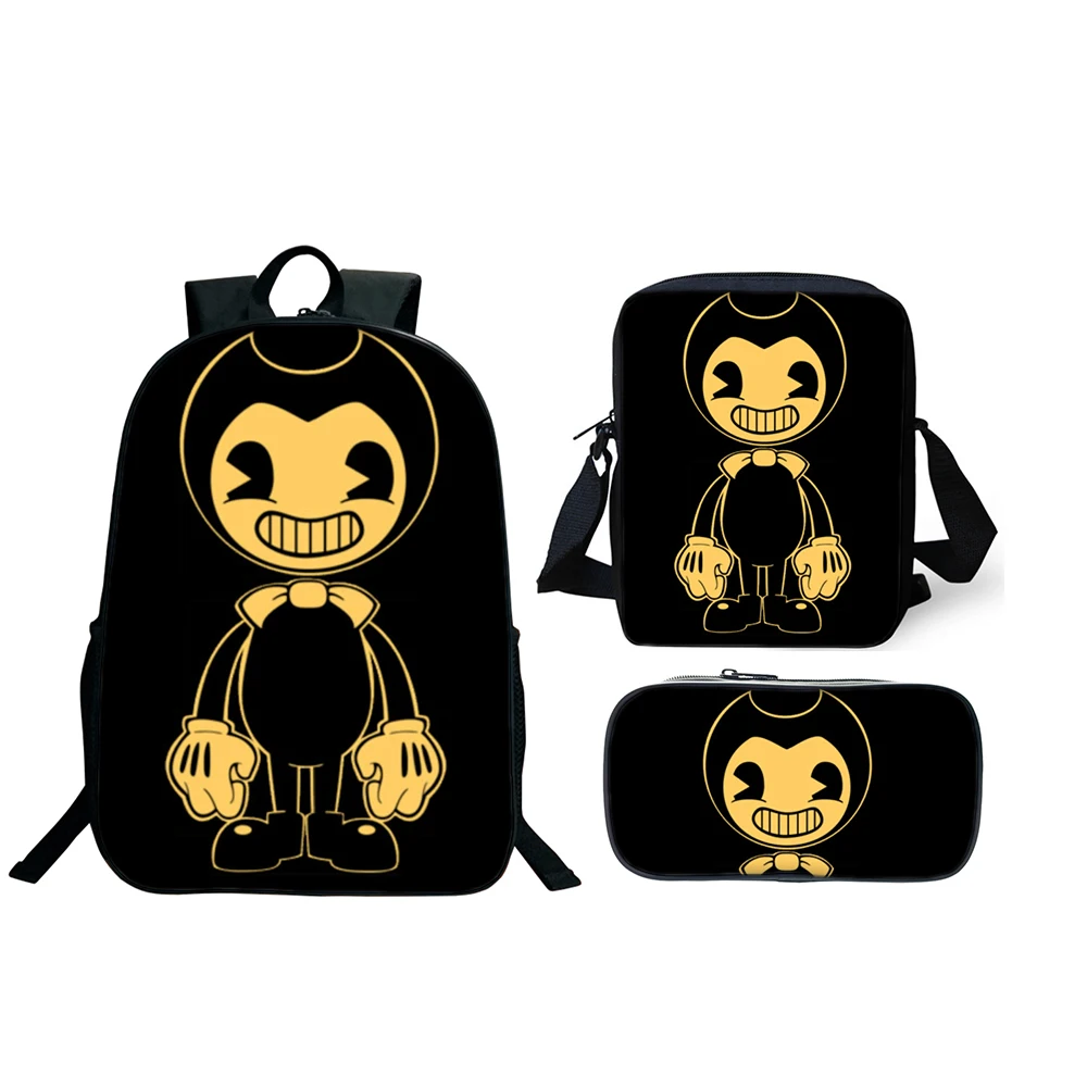 3Pcs/Set Bendy And The Ink Machine Backpacks For Boy Girls Anime Game Book Bags Sets Laptop Backpacks School Gifts Birthday Gift