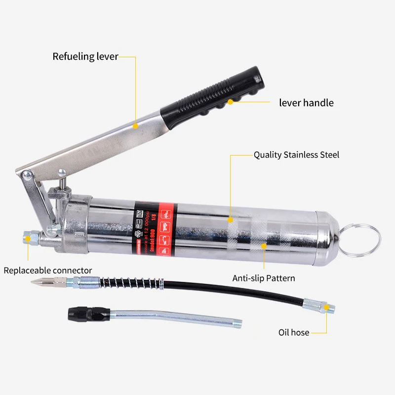 Manual Butter Gun Quality Stainless Steel High Pressure Grease Gun Oil Gun For Machine Car Truck Grab Stremship Field Mower