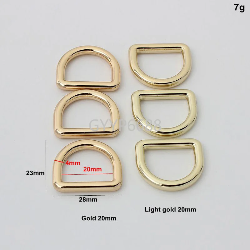 10-100pcs 6 size 16-19-20-24-25-26mm inner polished die casting closed d ring for backpack connector D buckle accept mix color