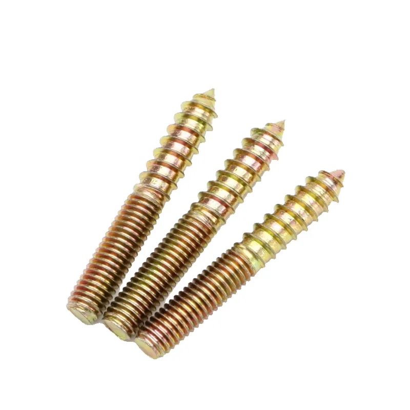 Hanger Bolts Wood To Metal Dowels Double Ended Furniture Fixing Self Tapping Screws Color Zinc Steel Wood Screw Threaded Studs