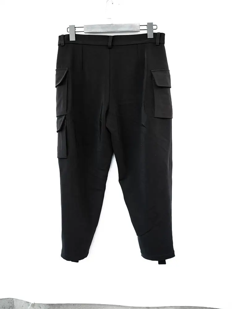 Fall New Men's Patchwork Casual Pants Large Size Asymmetric Multi-Pocket Design Black Pant Leg Patchwork Long Pants