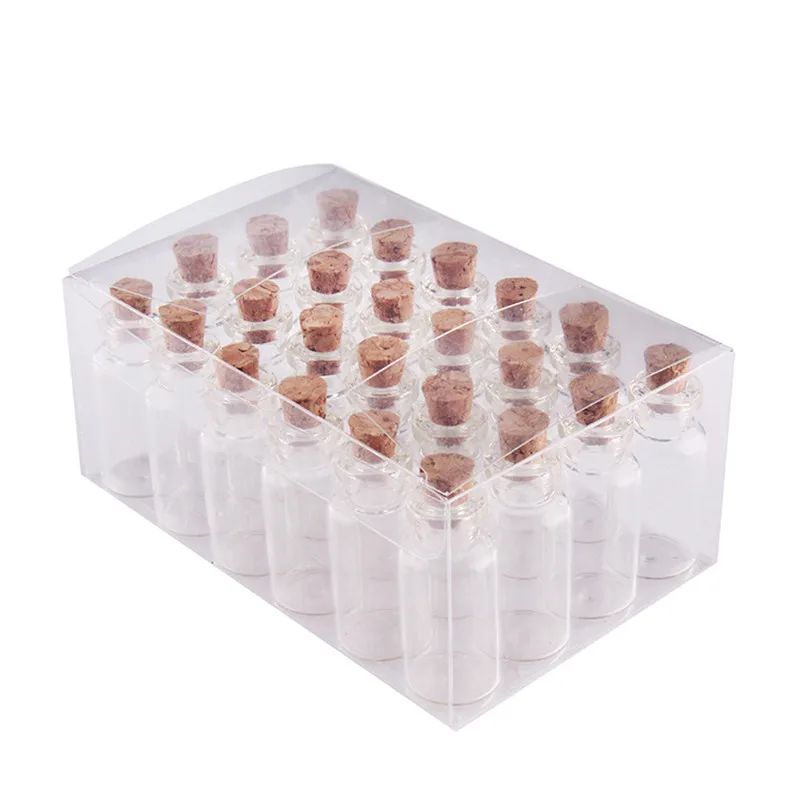 100PCS*5ML Tiny Cork Stopper Vial Glass Tube With Wooden Cork Reagent Test Glass Bottles Empty Mini Sample Vial Wishes Bottles