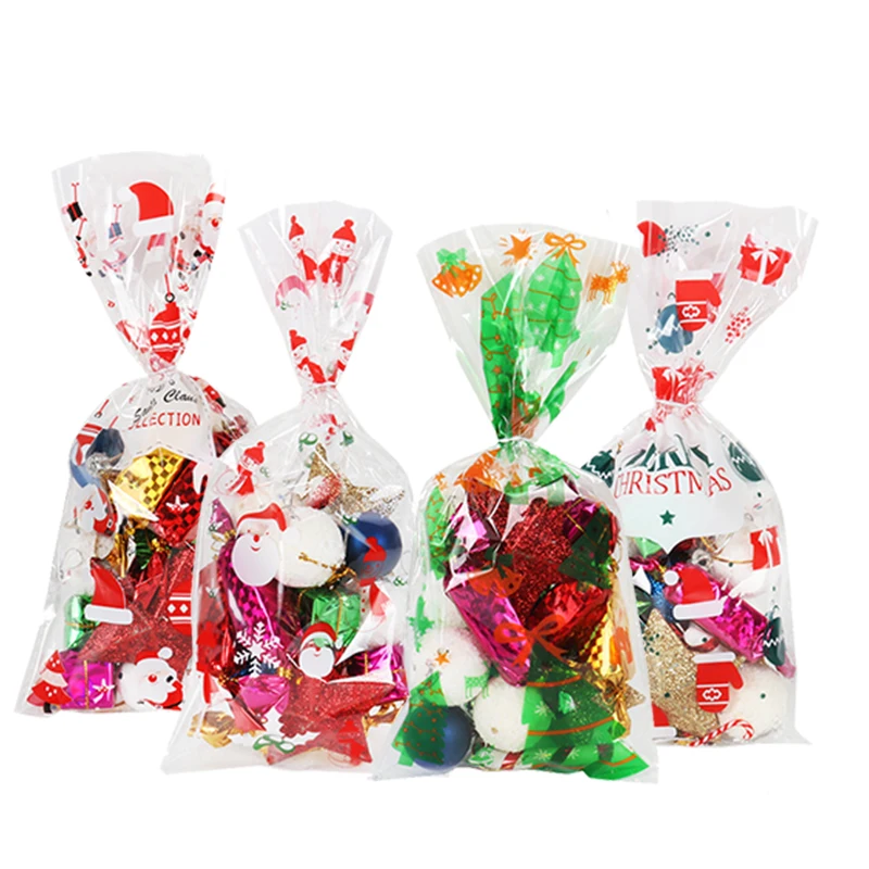 50pcs santa tree pattern christmas bags candy/gift wrapping opp plastic bags packaging for new year party decor christmas natal