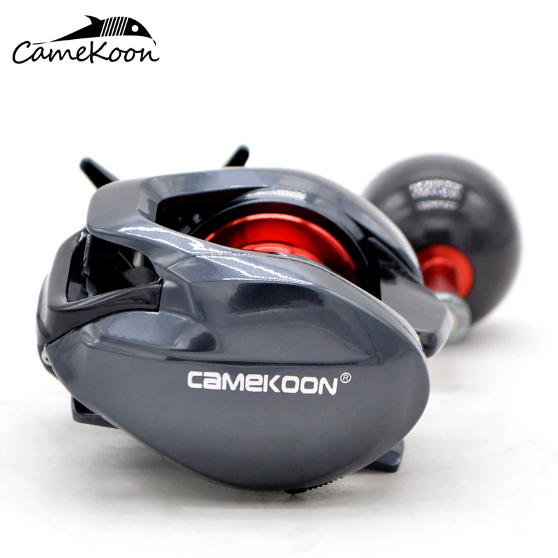 CAMEKOON Low Profile Baitcasting Fishing Reels 9KG Max Drag 7.3:1 Carp Bass LH/RH Wheel Power Handle Baitcaster Saltwater Coil