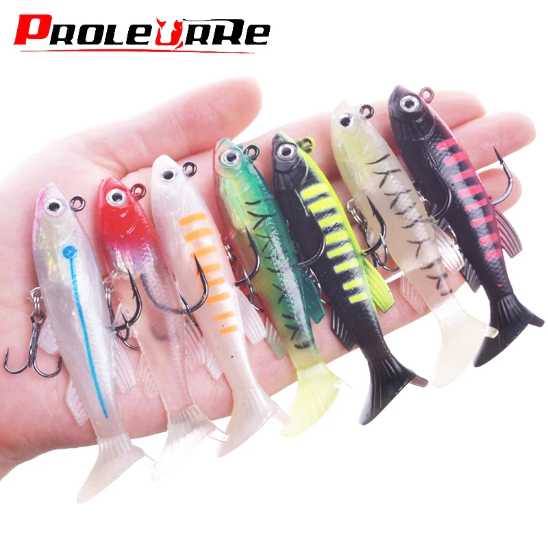 Proleurre Silicone Fishing Lures Artificial Soft Bait With Hook Jig Spoon Wobblers for Bass Carp Pike Swimbait Fishing Tackle