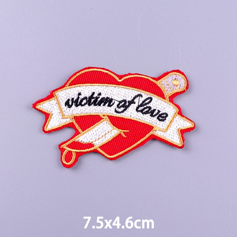 Feminist Embroidered Patches For Clothing Letters Stripes Iron On Patches Cartoon Heart Stickers Patch Cloth Applique Sewing