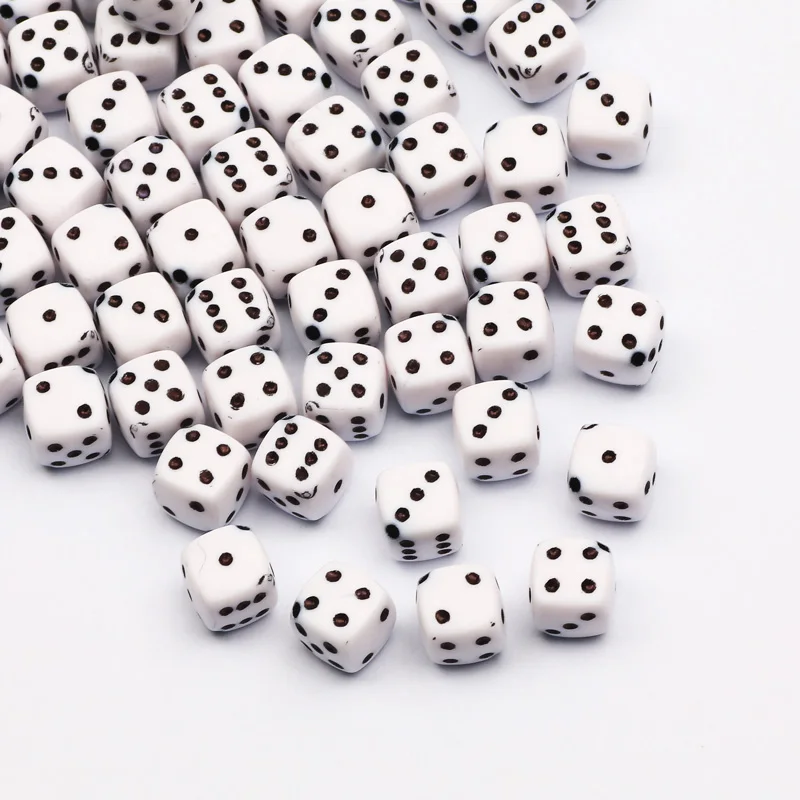 50-100Pcs 8mm White Dice Acrylic Beads Square Cube Loose Spacer Beads For Jewelry Making Diy Bracelet Findings Accessories